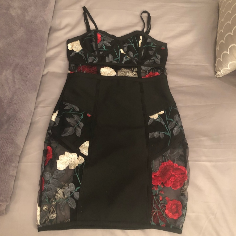 WOW Couture Embroidered Mesh Dress